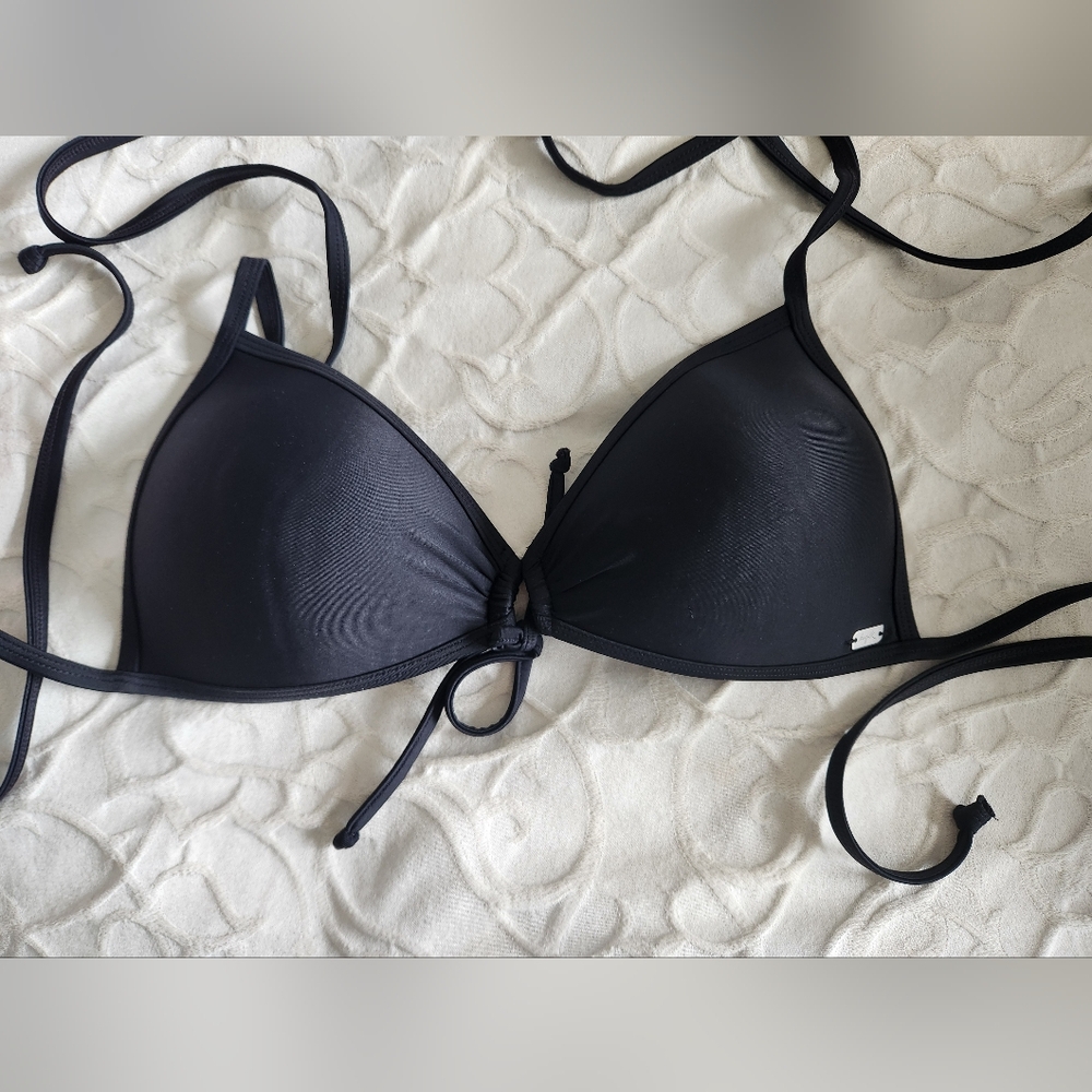 Tropik Black Push-up String Bikini Top Large